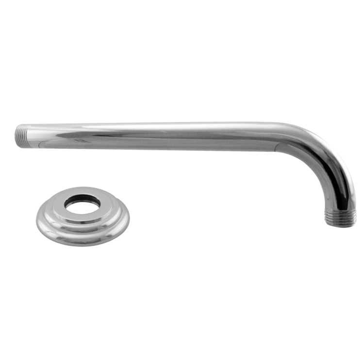 Westbrass 1/2 in. IPS x 10 in. 90-Degree Rain Shower Arm with Flange in Polished Chrome image - 1