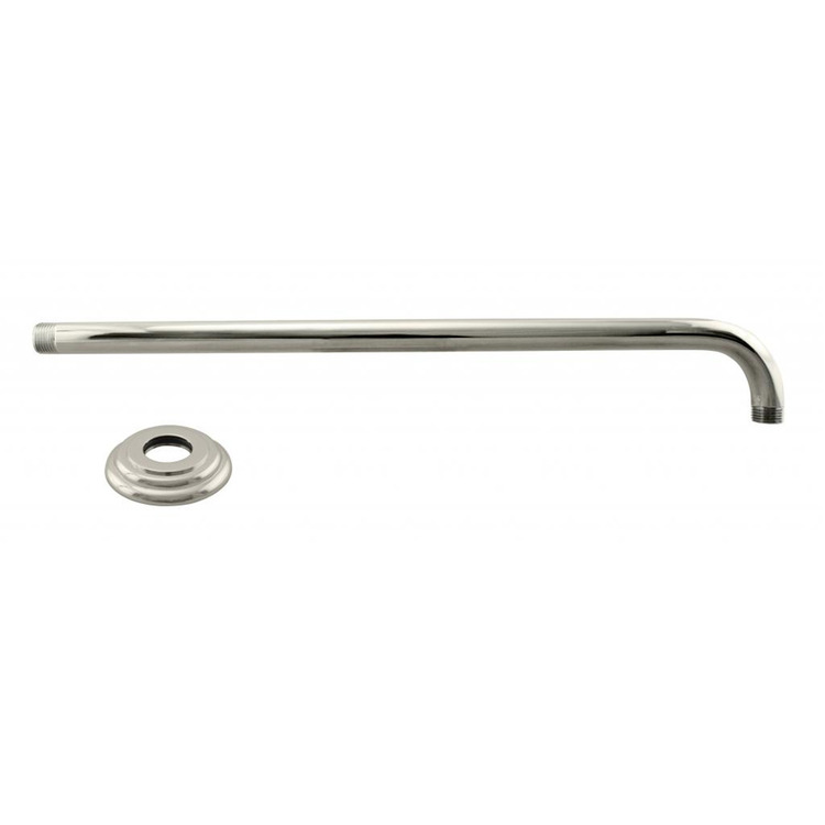 Westbrass 1/2 in. IPS x 19 in. 90-Degree Rain Shower Arm with Flange in Polished Nickel image - 1