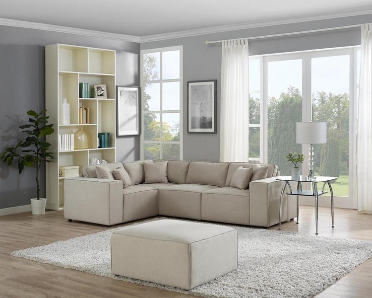 Melrose Modular Sectional Sofa with Ottoman - Beige