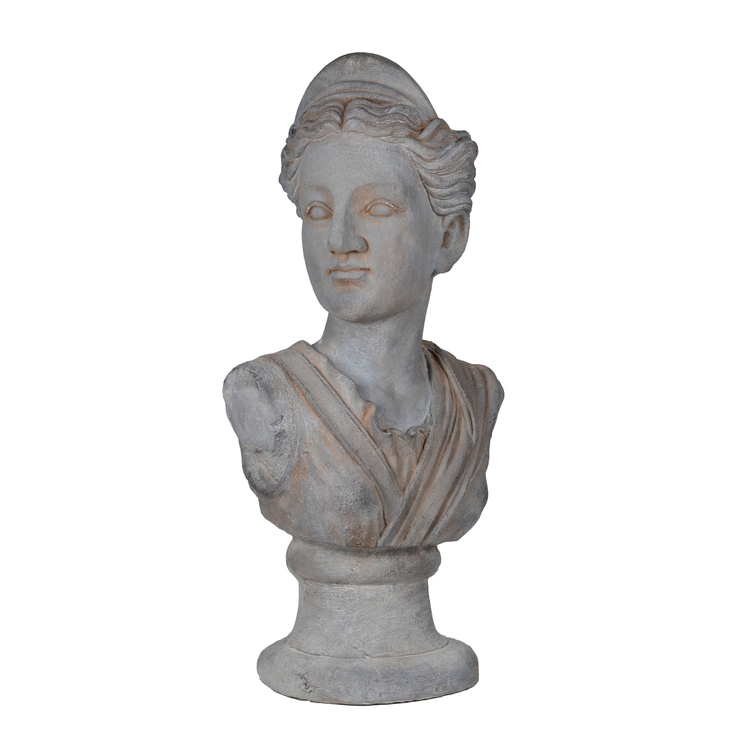 Greek Goddess Bust Statue Gray Finish