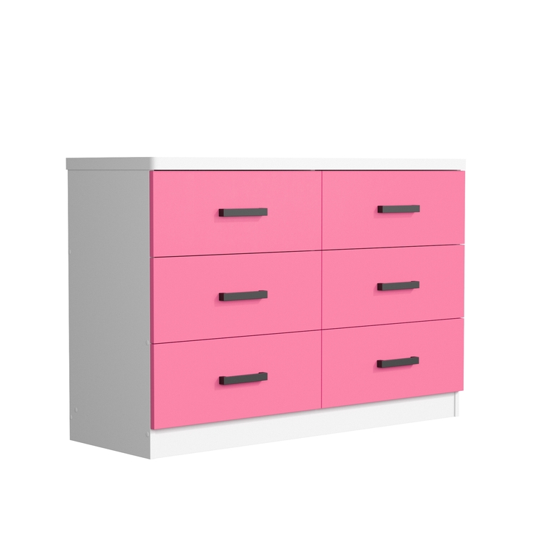 Woodpeckers Furniture and Mattress 6 Drawer Dresser Double Dresser,?White &  Pink - OJCommerce.com