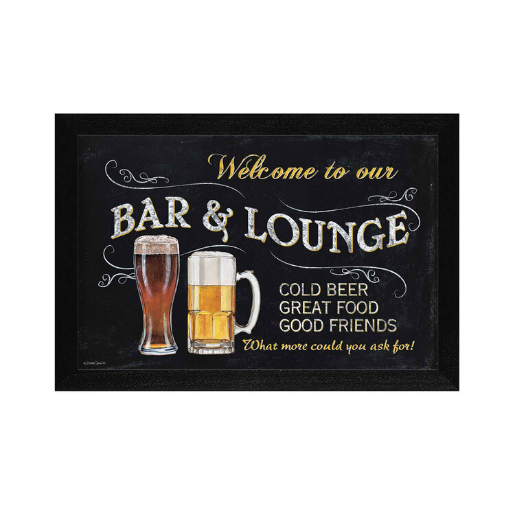 Trendy Decor4U "Welcome to Our Bar" by Artisan Debbie Dewitt, Ready to Hang Framed Print, Black Frame image - 1
