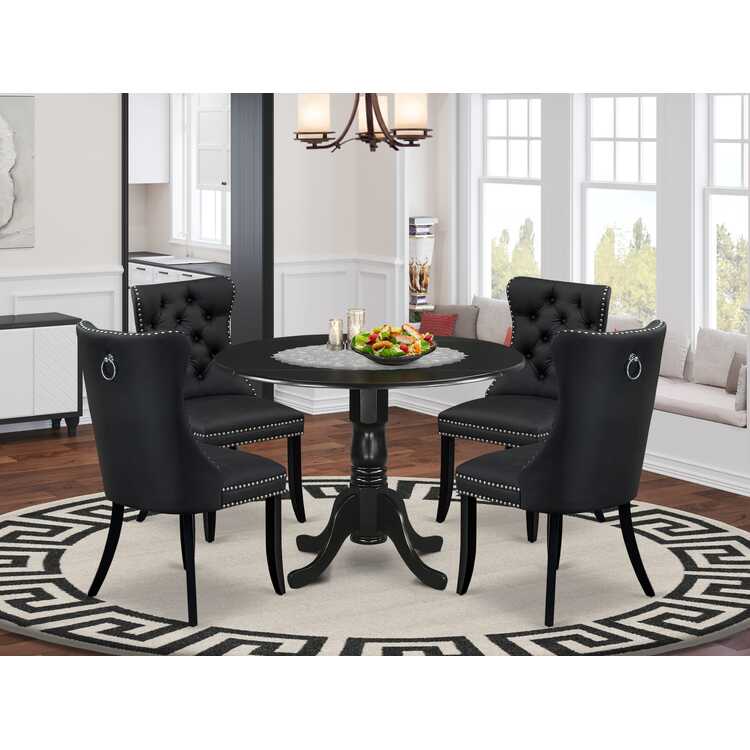 Round Dining Table Set Black 5 Piece - OJCommerce.com