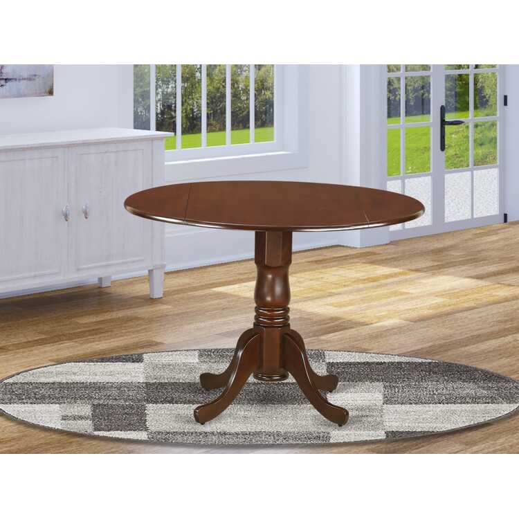 East West Furniture Dublin Modern Kitchen Table - a Round Dining Table Top with Dropleaf & Pedestal Base, 42x42 Inch image - 1