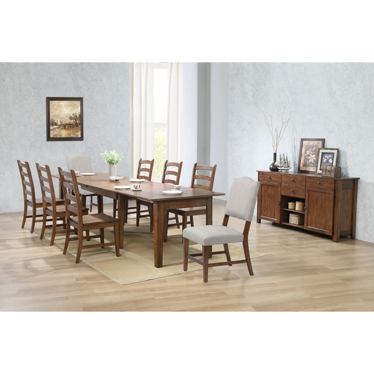 Rectangular Extendable Dining Set 10 Piece Amish Brown Furniture image - 1