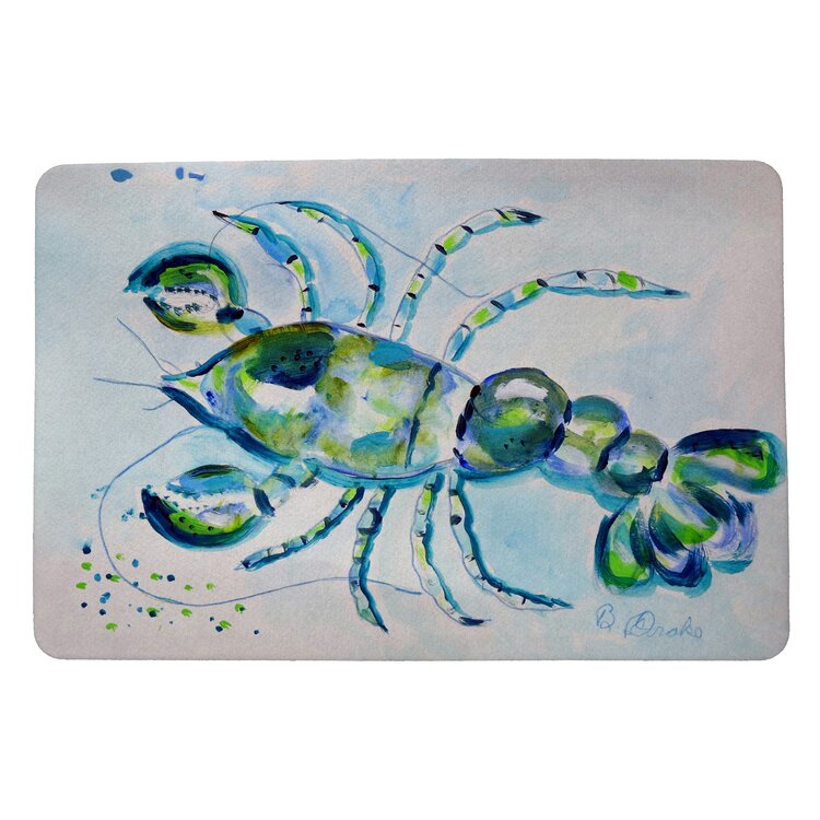 Betsy Drake Interiors Blue Crayfish Door Mat 18x26 image - 1