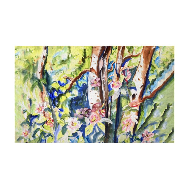 Betsy Drake Interiors Birch Tree Wood Door Mat 30x50 image - 1