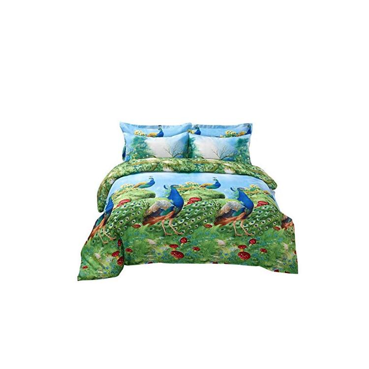 Duvet Cover Set, King size Pictorial Bedding, Dolce Mela - Peafowl DM704K image - 1