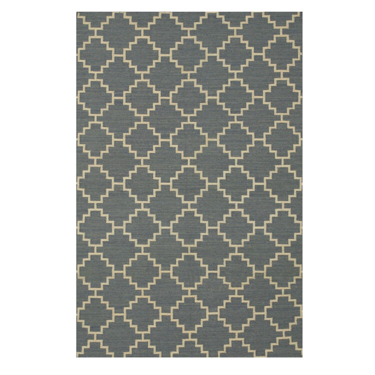 EORC Blue Handmade Wool Contemporary Flatweave ReversibleMoroccan Rug, 10' x 14' image - 1