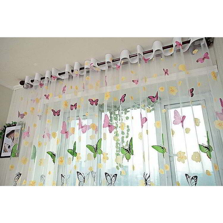 Dolce Mela Window Sheer Curtains Panel, Brazilian Butterflies image - 1