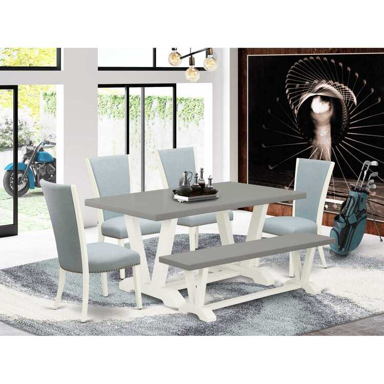 Baby Blue 6 Piece Dining Table Set