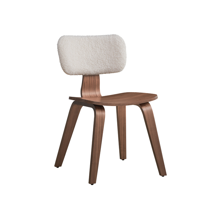 ACME Casson Side Chair (Set-2) in White Boucle & Walnut image - 1