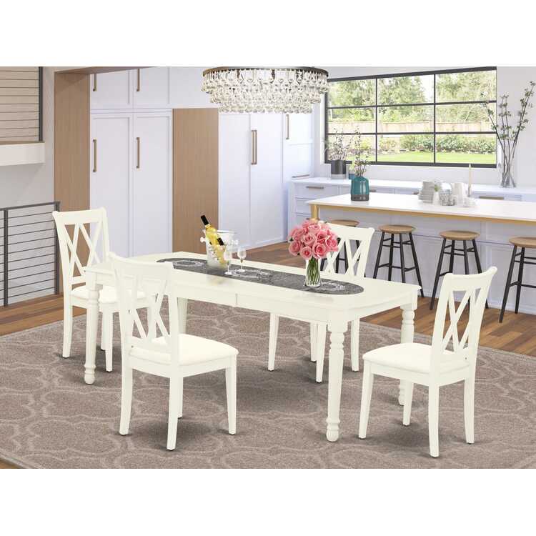 Dining Set Linen White Double X Back Chairs image - 1
