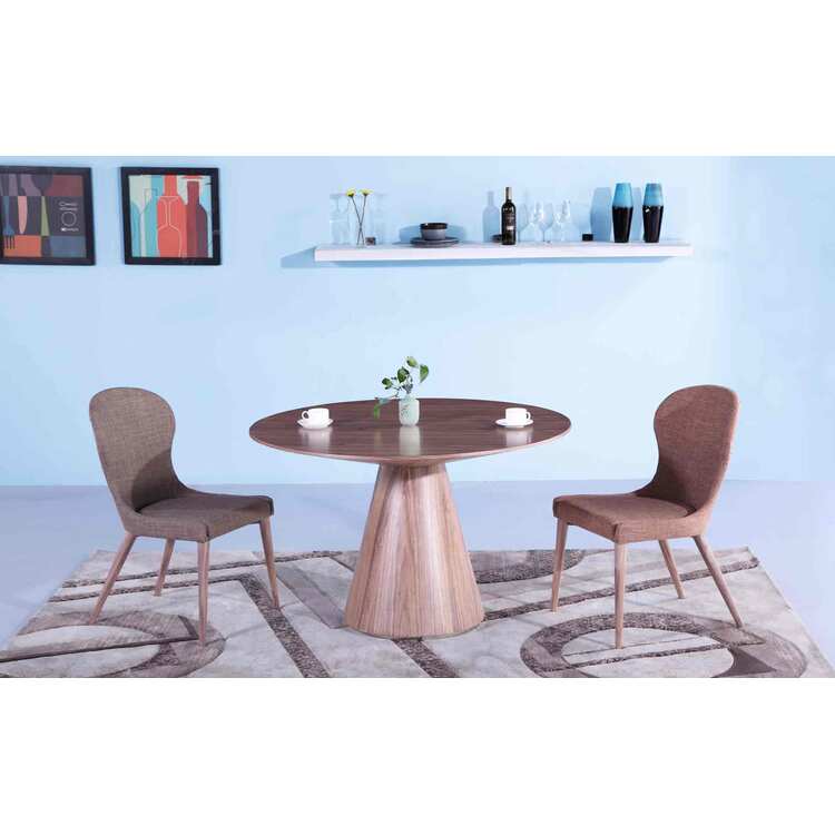 Whiteline Modern Living Kira Round Dining Table, Walnut veneer top and base. .... image - 1