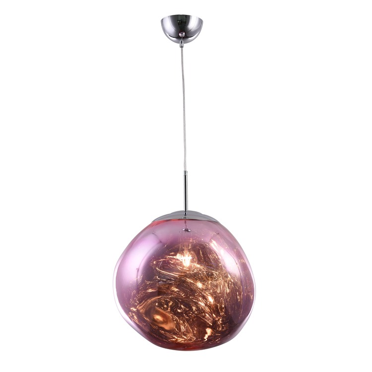 Bethel a Single Pendant Pink Acrylic Orb Light with Chrome Hardware image - 1