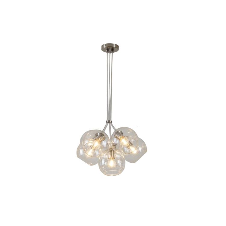 Design Living 7-Light Satin Nickel Chandelier With Droplet Clear Glass Shades image - 1