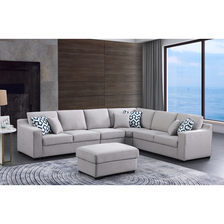 6 Seater Corner Sectional Sofa with Ottoman 