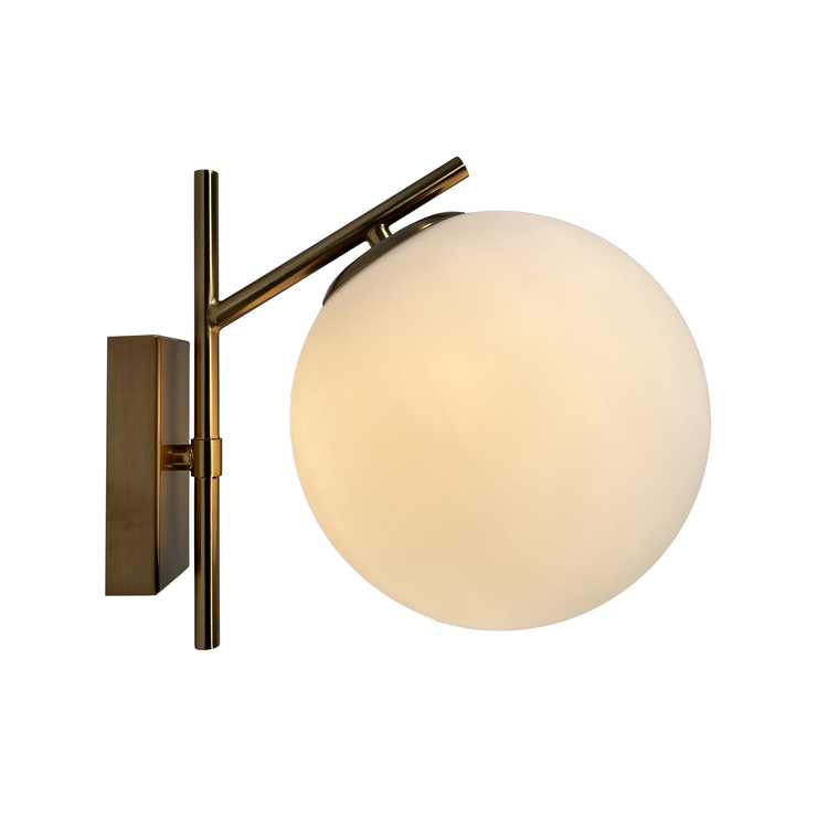 EQLight Kinich 1-Light Brass Wall Sconce with White Globe