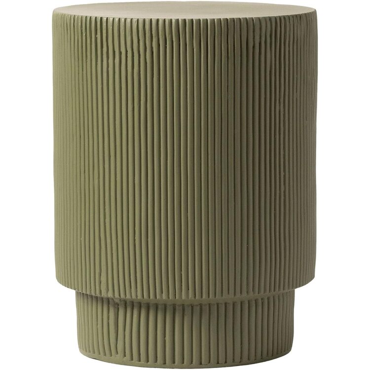 LeisureMod Eden Collection Fiberglass Outdoor Side Table in Wood Brown image - 1