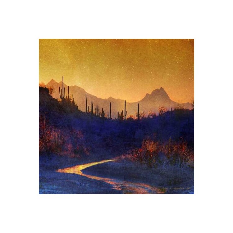 Sunset Saguaros Painting Print on Canvas, 36x48 Inch Wrapped Artwork - Marmont Hill image - 1