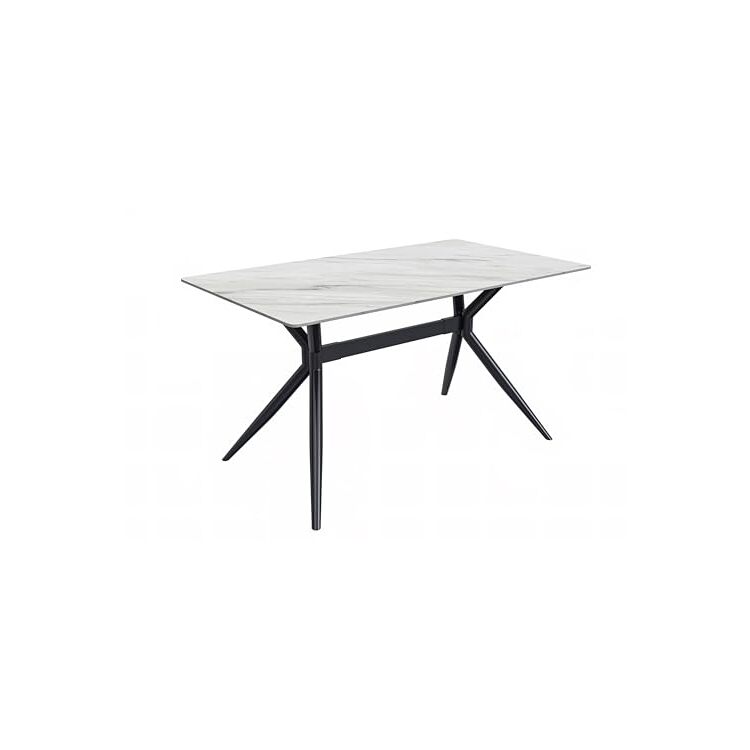 LeisureMod Elega Series Black Carbon Steel Dining Table 71 With White ...