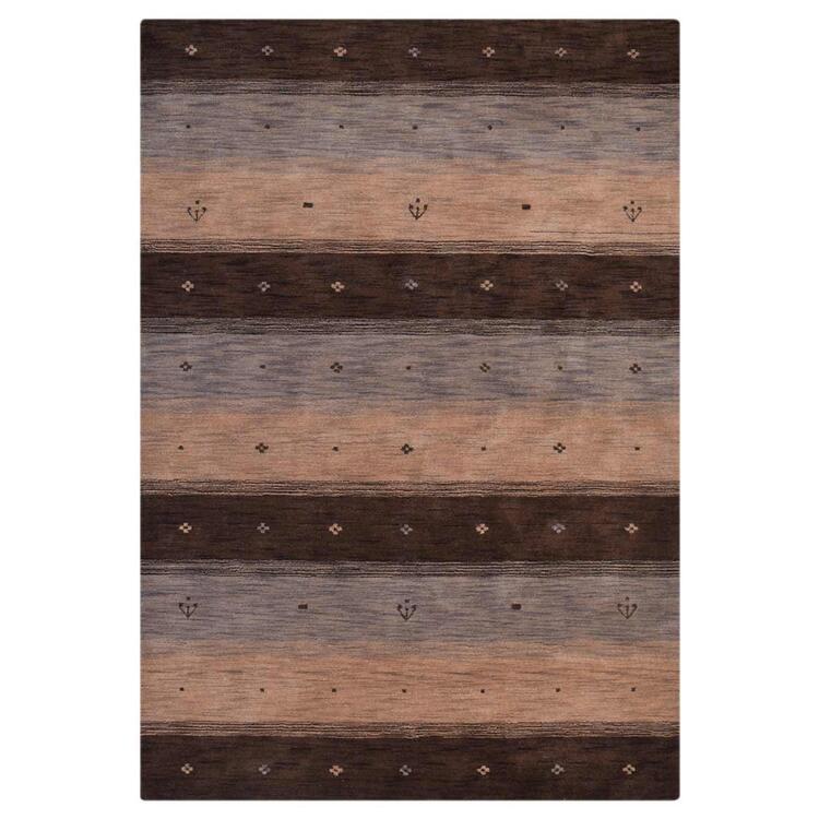 Rugsotic Carpets Hand Knotted Loom Woolen 6' x 9' Contemporary Area Rug Brown Beige L00210 image - 1
