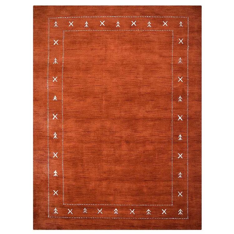 Rugsotic Carpets Hand Knotted Gabbeh Wool 8'x10' Area Rug Contemporary Dark Orange OJL00520 image - 1