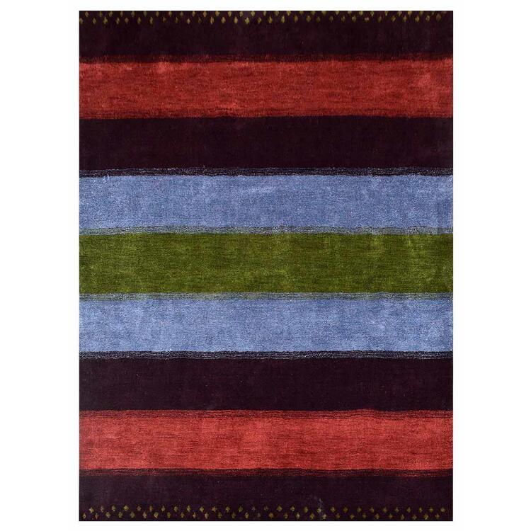 Rugsotic Carpets Hand Knotted Gabbeh Silk 8'x10' Area Rug Contemporary Brown Silver OJLS0A98 image - 1