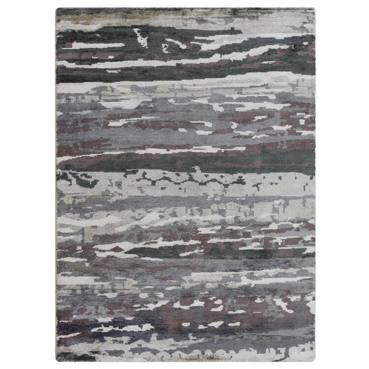 Rugsotic Carpets Hand Knotted Viscose 5'x8' Area Rug Abstract Multicolor OJV00007 image - 1