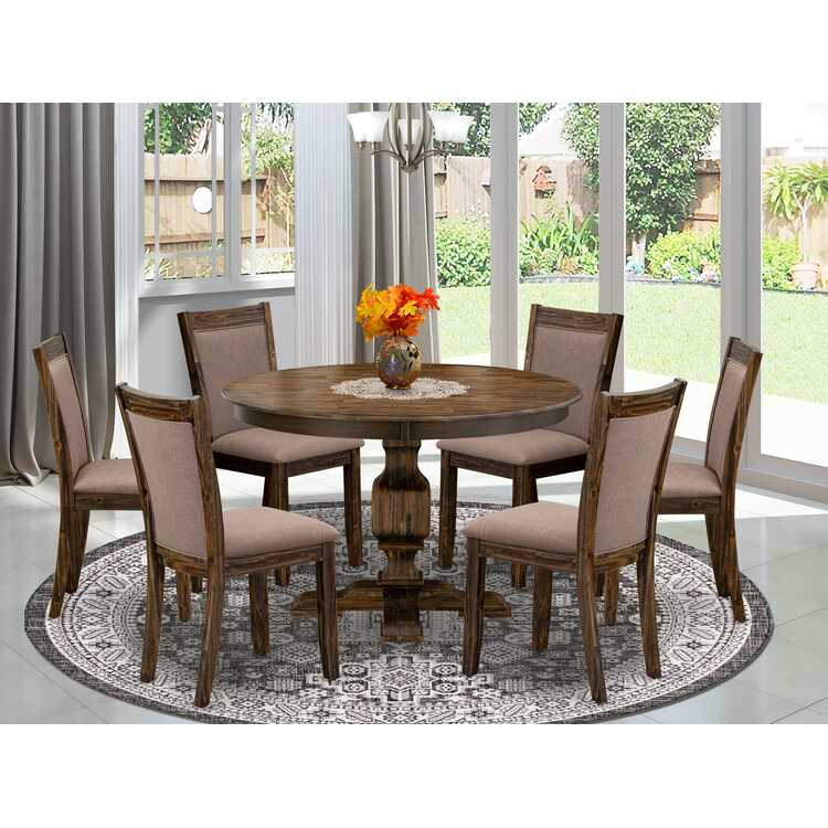 Dining Set - Pedestal Table and 6 Parsons Chairs image - 1