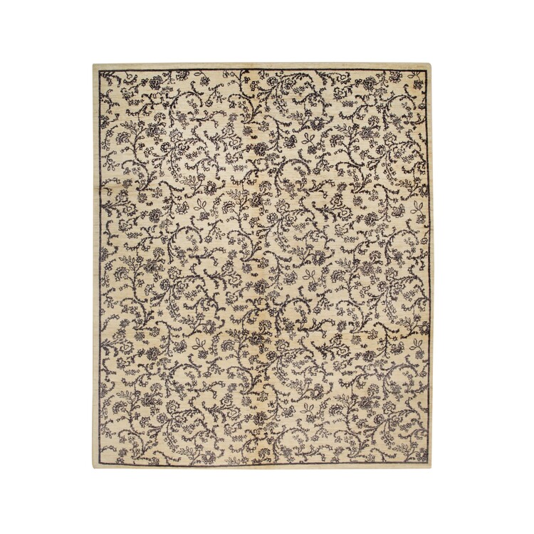 EORC Beige Handmade Afghan Wool Transitional Turkish Knot Rug, 8'3 X 9'10 image - 1