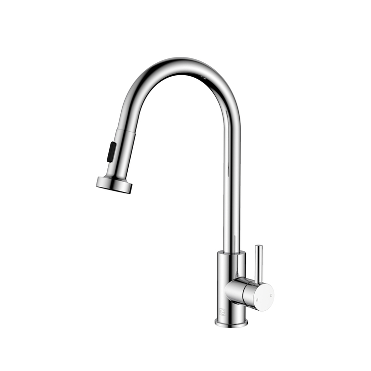 Elegant Lighting Sem Single Handle Pull Down Sprayer Kitchen Faucet In Chrome image - 1