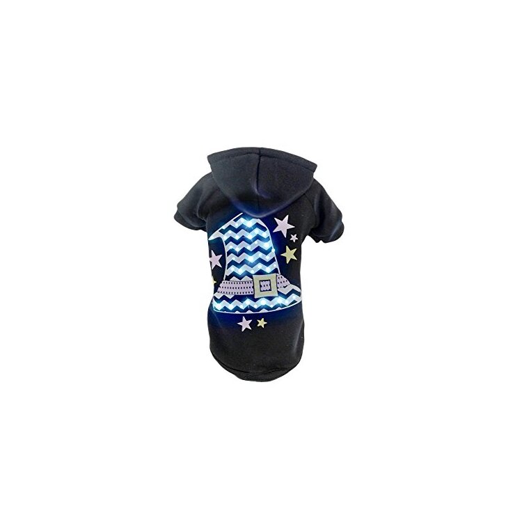 LED Pet Costume Hooded Sweater with Magical Hat & Illuminated Details image - 1