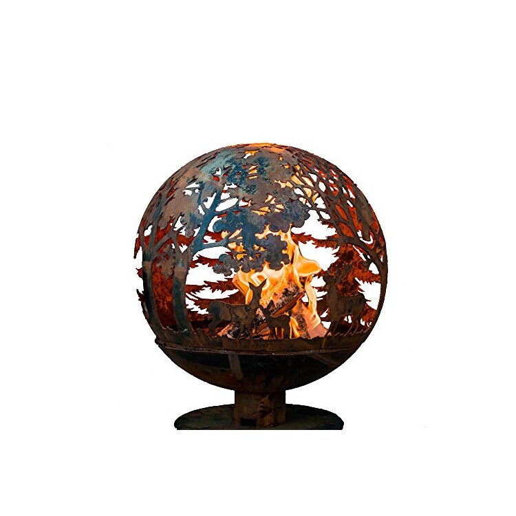 Esschert Design Wildlife Fire Sphere, Rust Metal Finish - X Large image - 1