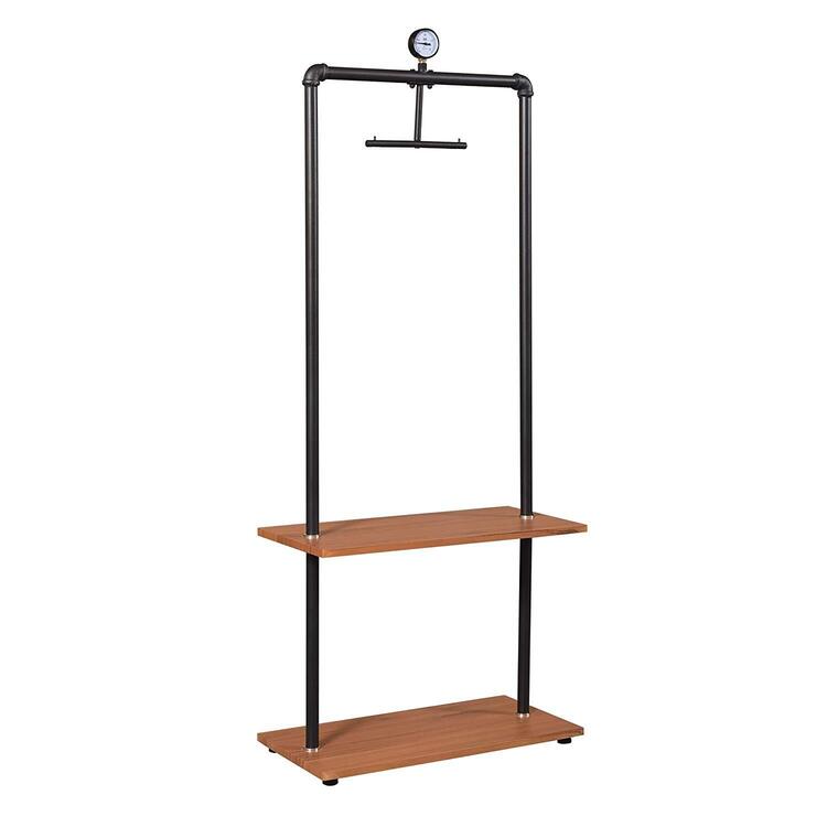 Furinno Wyatt Industrial Style Garment Rack with Wood Shelves, Antique Espresso image - 1