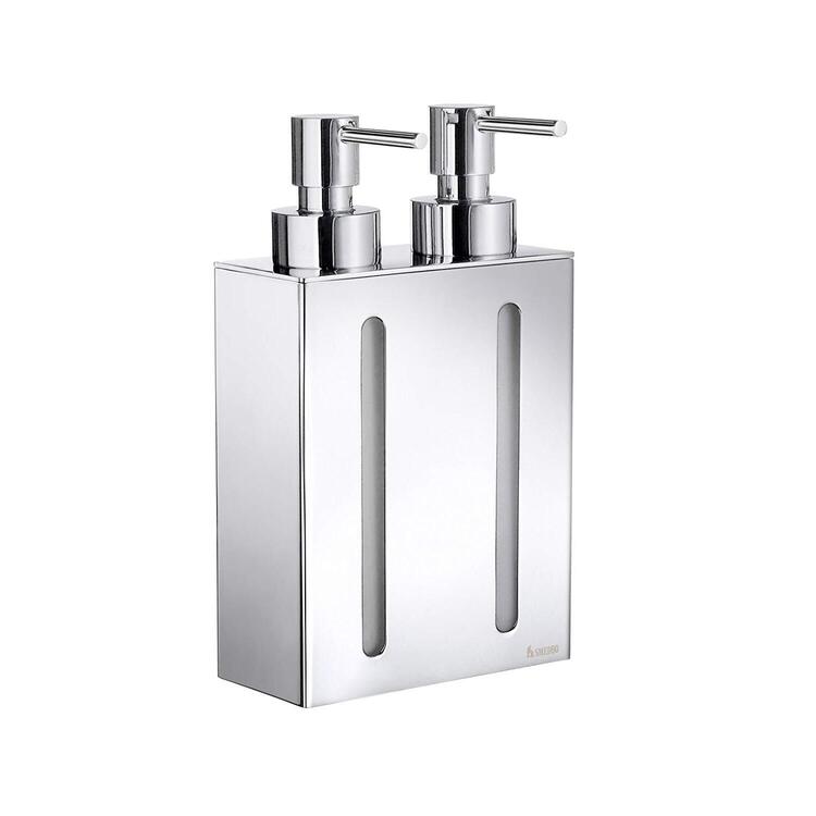 Polished Chrome Wall Mount 3 Container Soap Dispenser 8 1/2 H - Smedbo image - 1