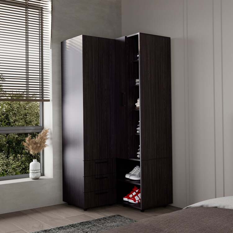 FM FURNITURE Thatcher Armoire- wardrobe, shoe storage, Open Storage and ...