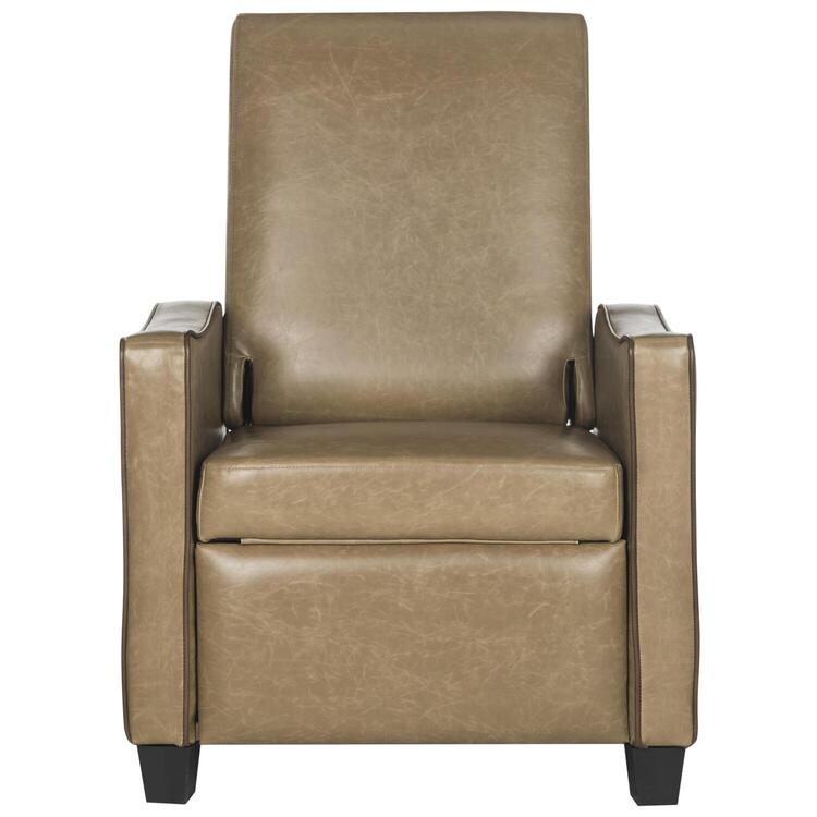 Eucalyptus Wood Legs Recliner Chair PU Fabric Black/White - Safavieh image - 1