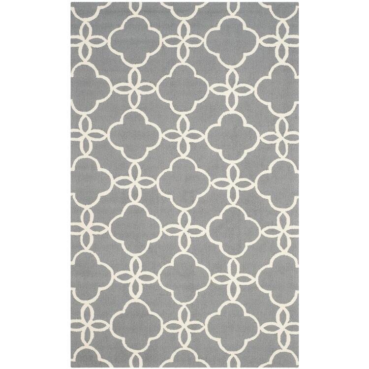 Grey/Ivory Polypropylene Country Floral Rug Size 8x10' Large Rectangle - Safavieh image - 1