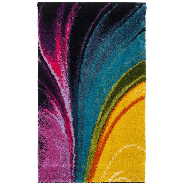 Multi Color Shag Runner Rug 3x5 ft Polypropylene Power Loomed - Safavieh image - 1