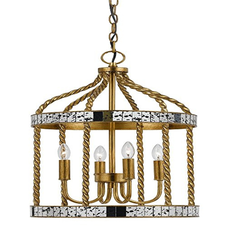 French Gold Finish Antique Mirror Metal Pendant Lighting