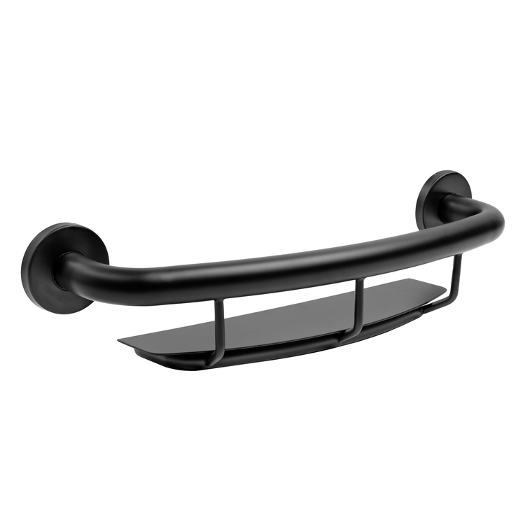 PONTE GIULIO Matte Black Grab Bar with Shelf