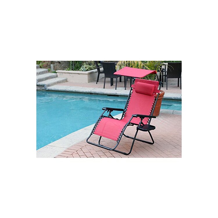 Set of 2 Jeco Oversized Zero Gravity Chair with Sunshade and Drink Tray