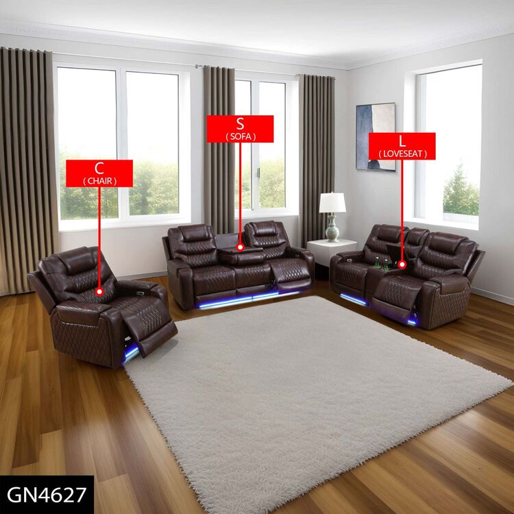 Lifestyle Furnitures Max Power Recliner Living Room Set with LED for Living Room, Dormitory, Guest House, Playroom, Airbnb,Apartment image - 1