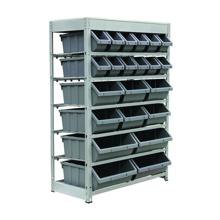 Collecting Rack King's Rack 6-Tier Metal Organizer Shelving Rack with 22 Bins in Gray