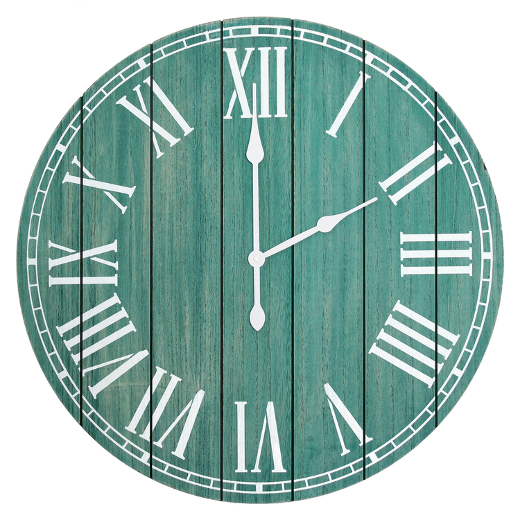 HomeStock Modern Motifs Large Rustic Coastal 23" Wall Clock, Dark Wash, Vintage Style with White Numerals for Classic Decor in Living Spaces image - 1