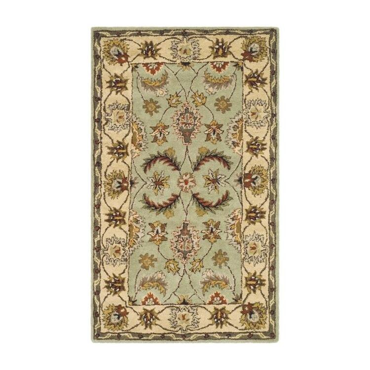 Wool Pile Rugs 11'x8' Light Green Ivory Large Rectangle Rug image - 1
