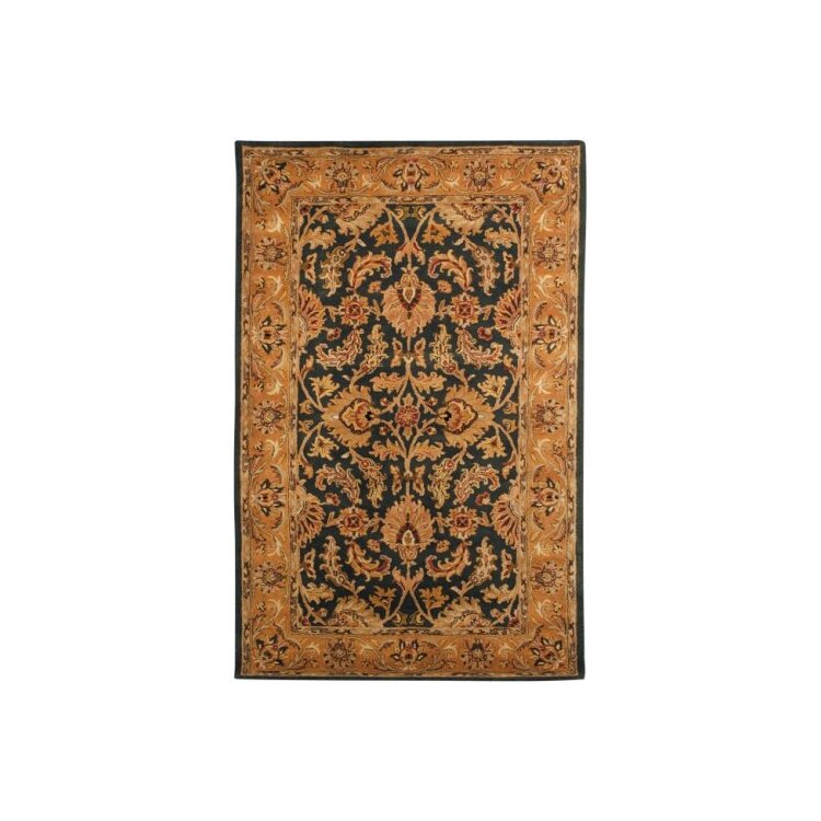 Dark Green/Gold Traditional Heritage Wool Pile Rug Runner 10x23 - Safavieh image - 1