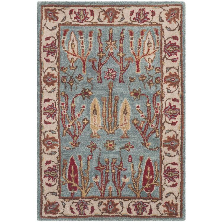 Blue/Ivory Large Rectangle Wool Tufted Rug 2x3 Handmade - Safavieh image - 1