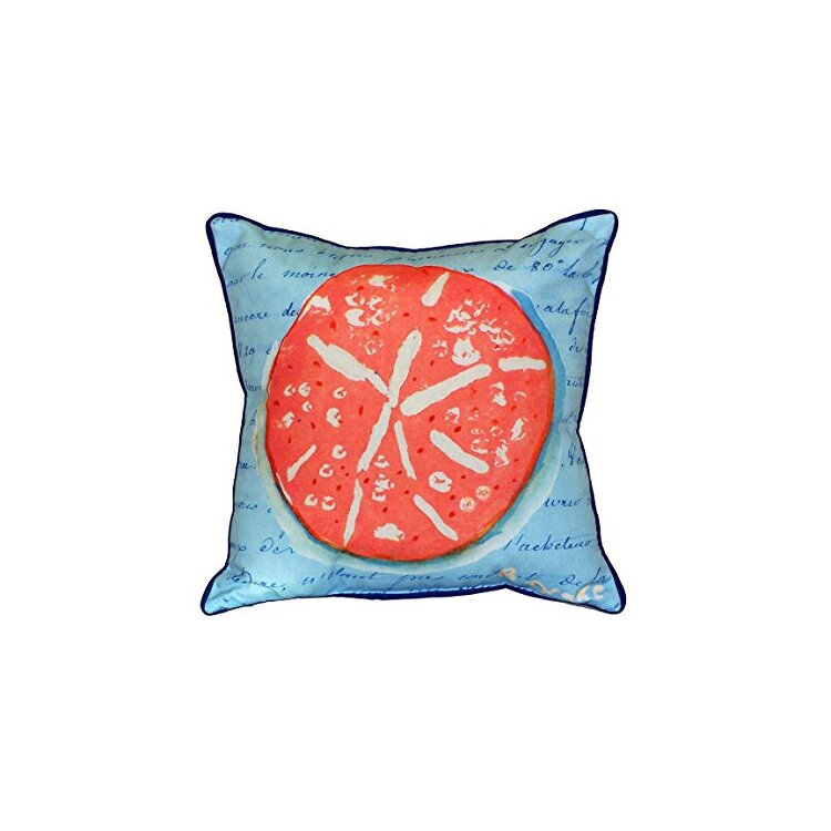 Indoor/Outdoor Blue Sand Dollar Coral Patterned Pillow 18x18 - Betsy Drake Interiors image - 1
